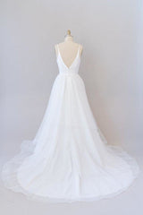 Wedding Dresses Inspiration, Beautiful V-neck Tulle A-line Wedding Dress