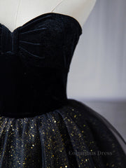 Prom Dress Yellow, Black  A-Line Tulle Shiny Tulle Long Prom Dress, Black Tulle Formal Dresses