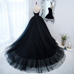 Homecoming Dress Inspo, Black Ball Gown Sweetheart Satin and Tulle Formal Gown, Black Party Dresses