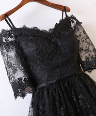 Dress Design, Black High Low Lace Prom Dress, Black Homecoming Dress