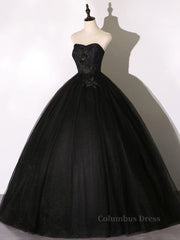 Prom Dresses Long Sleeve, Black Long Prom Dresses, Black Lace Formal Evening Dress