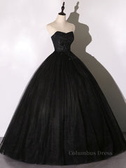 Prom Dress Long Sleeved, Black Long Prom Dresses, Black Lace Formal Evening Dress