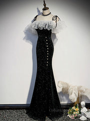 Prom Dresses Inspiration, Black mermaid long prom dress, black evening dress