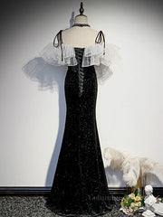 Prom Dress Inspirational, Black mermaid long prom dress, black evening dress