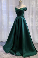Nice Dress, Black Satin Off Shoulder Long Simple Evening Dress Formal Dresses,Stunning Party Gown
