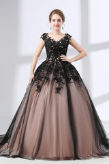 Evening Dress Boutique, Black Sweetheart Applique Lace See Through Prom Dresses