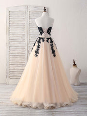 Bridesmaid Dresses Idea, Black Tulle Lace Applique Long Prom Dress, Black Evening Dress