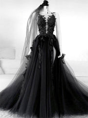Wedding Dresses Dresses, Black V Neck Backless Lace Wedding Dresses,Open Back Black Bridal Gown