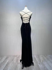 Wedding Dress Cheaper, Black Velvet A-line Straps Wedding Party Dress, Black Long Evening Dress Prom Dress