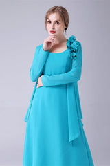 Party Dress Afternoon Tea, Blue Chiffon Mother Of The Bride Dresses With Jacket
