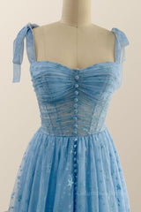 Bridesmaid Dresses Blushes, Blue Corset Tulle A-line Princess Gown
