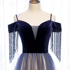 Prom Dresses Prom Dresses, Blue Gradient Tulle Long Party Dresses,A-line Off Shoulder Formal Dresses