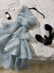Strapless Prom Dress, Blue Short Party Dress Homecoming Dress