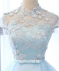 Homecoming Dresses 19 Year Old, Blue tulle lace short prom dress, blue tulle lace homecoming dress