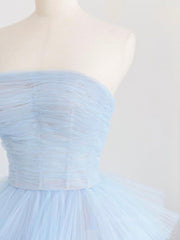 Prom Dresse 2021, Blue tulle long prom dress, blue tulle evening dress
