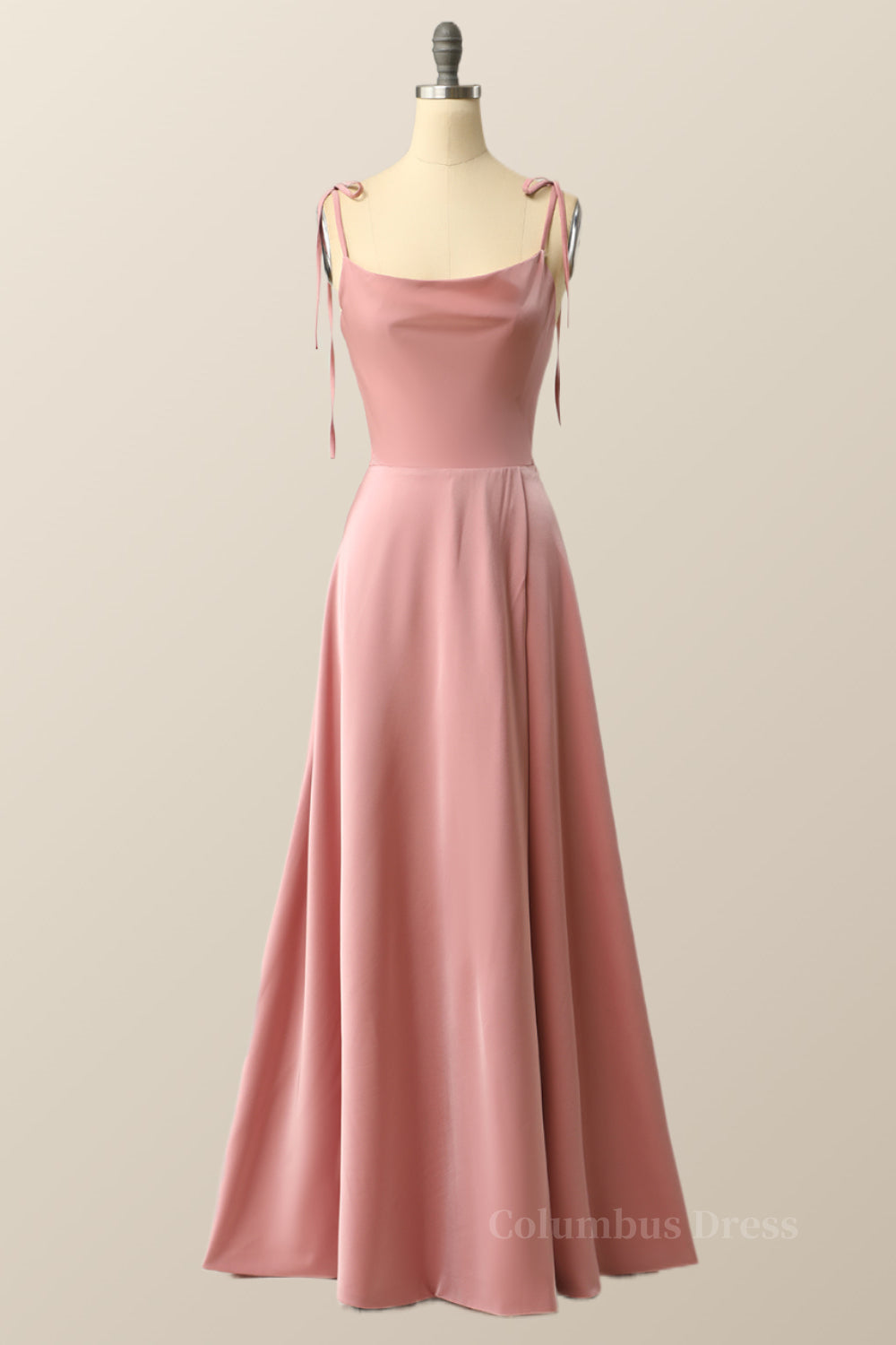 Bridesmaid Dresses Formal, Blush Pink A-line Full Length Long Prom Dress