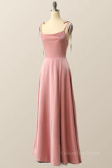 Bridesmaid Dresses Elegant, Blush Pink A-line Full Length Long Prom Dress