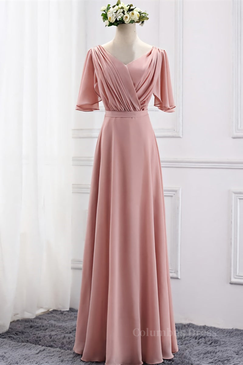 Prom Dress2025, Blush Pink Chiffon Long Mismatch Bridesmaid Dresses