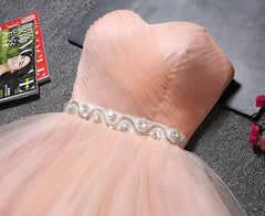 Prom Dresse 2036, Blush Pink Tulle Strapless Sweetheart Neck Short Prom Dresses,Mini Homecoming Dress