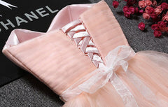 Prom Dress Uk, Blush Pink Tulle Strapless Sweetheart Neck Short Prom Dresses,Mini Homecoming Dress