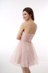 Party Dress For Over 72, Blushing Pink Sweetheart Beaded A-line Short Homecoming Dresses