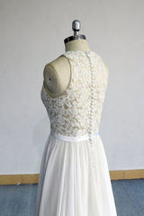 Wedding Dress With Long Sleeves, Eye-catching Lace Chiffon A-line Wedding Dress