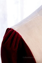 Homecoming Dress Idea, Burgundy Illusion Neck Long Sleeves Pleated Maxi Formal Dress with Pearl