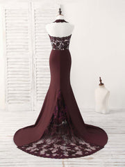 Bridesmaid Dress Fall Wedding, Burgundy Lace Mermaid Long Prom Dress Burgundy Bridesmaid Dress