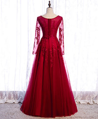 Homecoming Dresses Red, Burgundy Long Prom Dress, Burgundy Formal Bridesmaid Dress