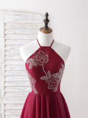 Bridesmaids Dress With Sleeves, Burgundy Tulle Beads Long Prom Dress Burgundy Evening Dress