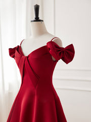 Homecoming Dress Red, Burgundy  V Neck Satin Short Prom Dress, Burgundy Homecoming Dress