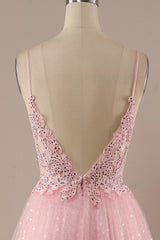 Prom Dresses Long Beautiful, Pink Long Prom Party Dress