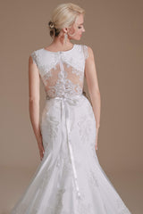 Wedding Dresses Boutiques, Cap Sleeve Sparkle Beaded Lace Appliques Gown Bow Sash Train Wedding dresses
