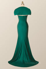 Formal Dresses Long Elegant, Cap Sleeves Green Memaid Long Formal Dress