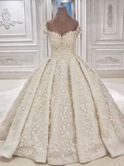 Wedding Dress Styling, Cap sleeves Off the shoulder Lace Appliques Ball Gown Wedding Dress