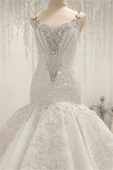 Wedding Dresses For Sale, Cap Sleeves Sparkle Diamond Fit and Flare Wedding Dresses Online