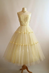 Prom Dresses Aesthetic, Vintage Yellow Dress, Homecoming Dress