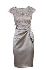 Prom Dress Long Beautiful, Elegant Short Silver Cap Sleeves Mother Of The Bride Dress, Homecoming Dress