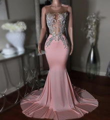 Evening Dresses Stores, Pink Long Prom Dress, Mermaid Evening Dress