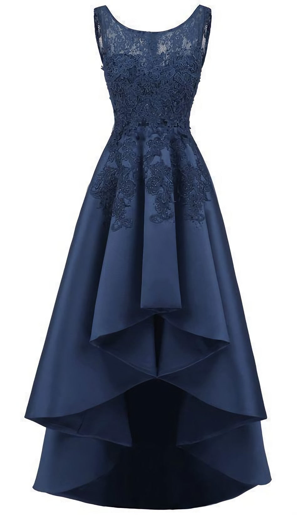 Wedding Dresses Designs, New Arrive Long Formal Prom Dress, Navy Blue Lace Beaded Wedding Party Dresses, High Low Bridesmaid Gowns Formal