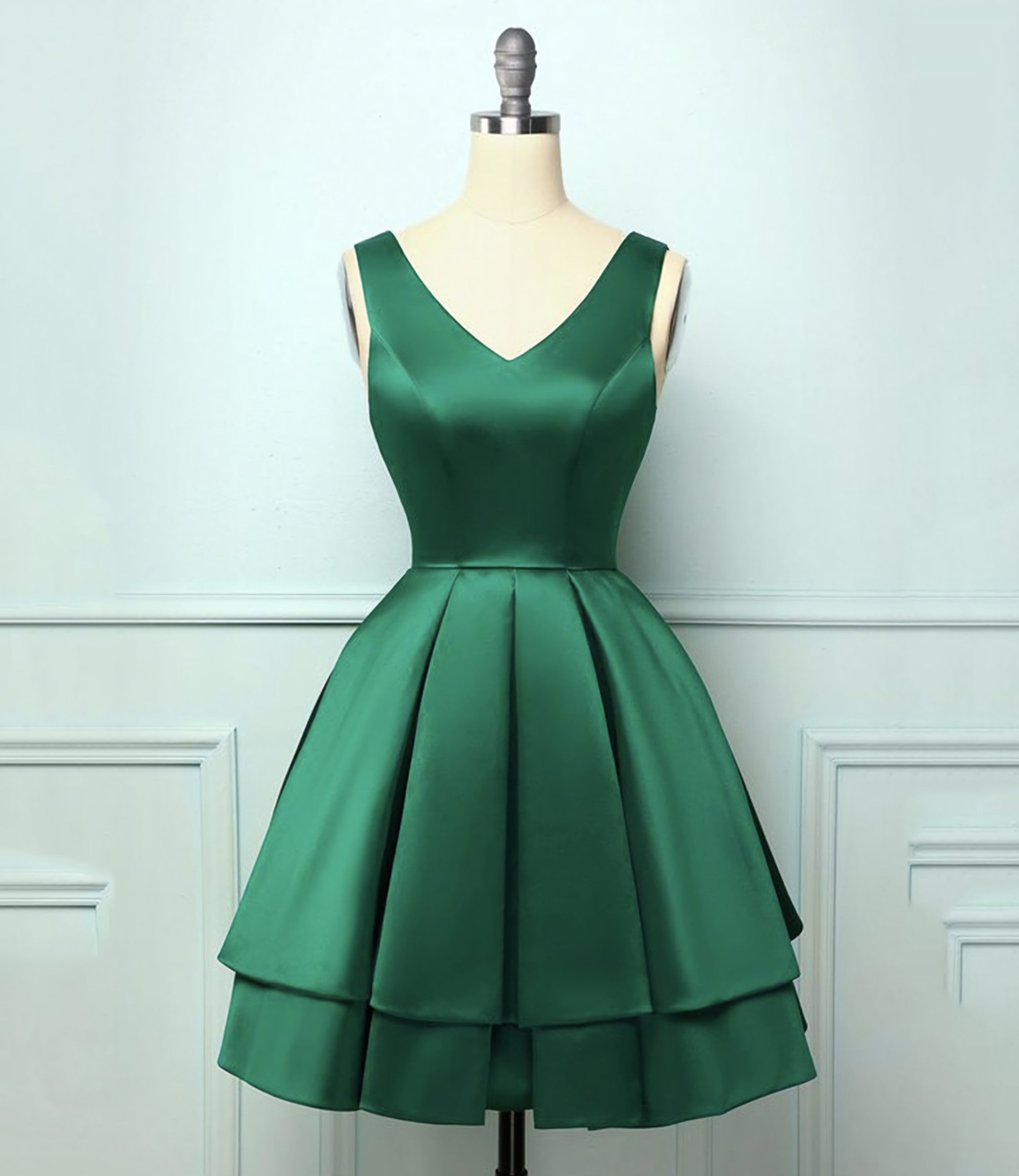 Prom Dress Colors, Green Satin Short Homecoming Dress