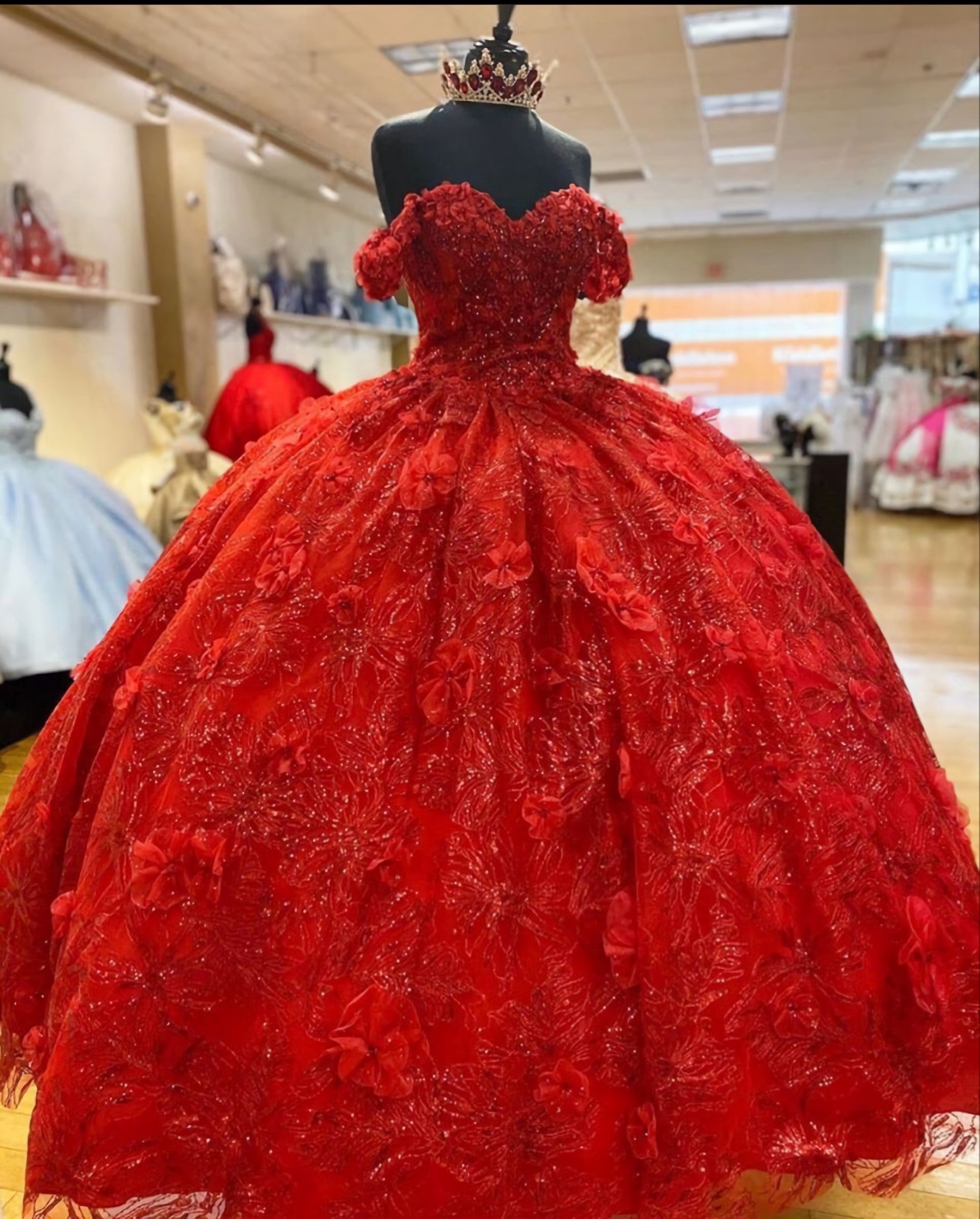 Champagne Prom Dress, Elegant Red Ball Gown Quinceanera Prom Dress, For Sweet 16