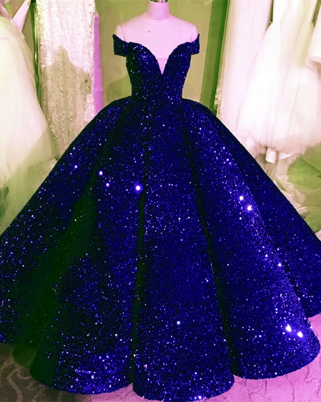 Evening Dress Sleeve, Sequin Ball Gown Dresses, Off The Shoulder Prom Dress