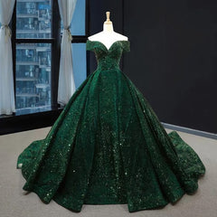 Couture Gown, Unique A Line Long Prom Dress, Green Long Evening Dress