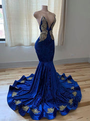 Evening Dress Styles, Blue Formal Dress, Sexy Glitter Prom Dress