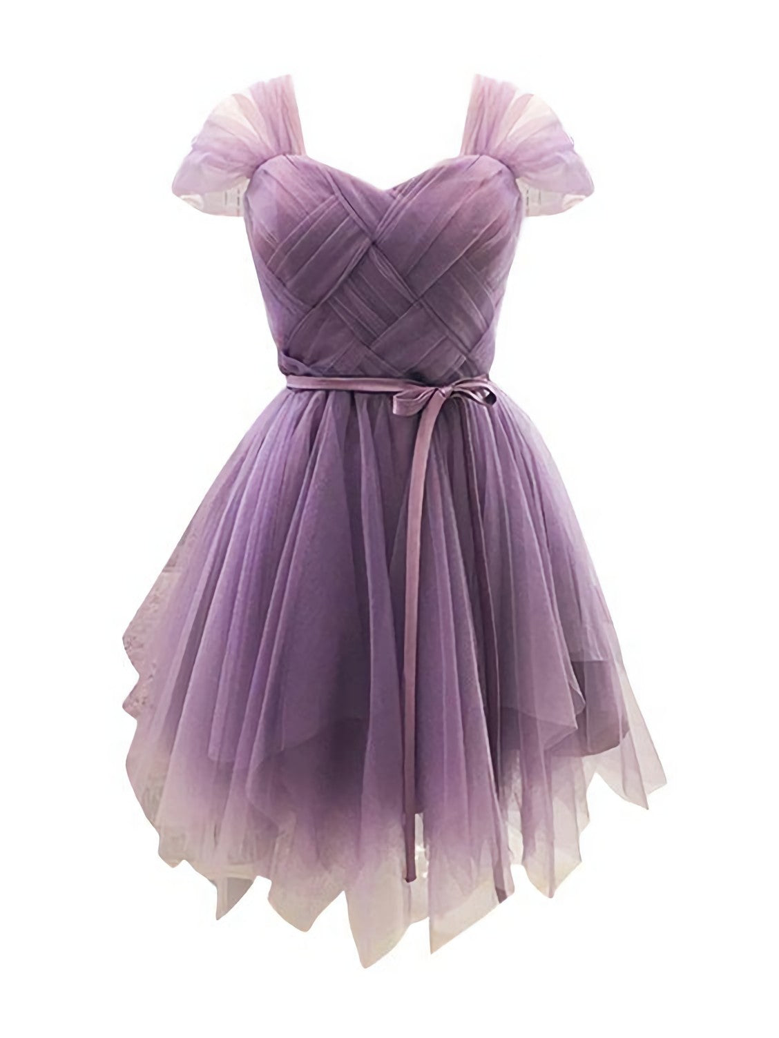 Prom Dress A Line, Purple Sweetheart Stretch Back Tulle Homecoming Dress