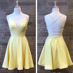 Prom Dresses Colors, Yellow Short Homecoming Party Dress