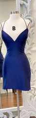 Prom Dress 2024, Sexy Straps Sheath Short Homecoming Dress, Lace Backless