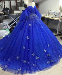 Homecoming Dresses Simples, Elegant Quinceanera Dresses, Lace Appliques Tulle Ball Gown Prom Dress, Evening Dress