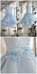 Prom Dress Guide, Light Blue Satin Organza Short Party Dress, Cute Homecoming Dress